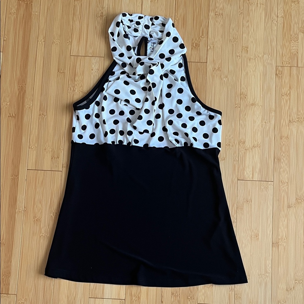 Joseph Ribkoff Black and White Polka Dot Top